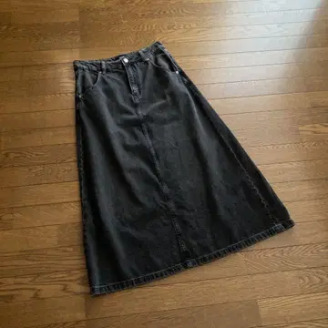 GAP 여성용 데님 스커트 블랙 워시 데님 맥시 스커트