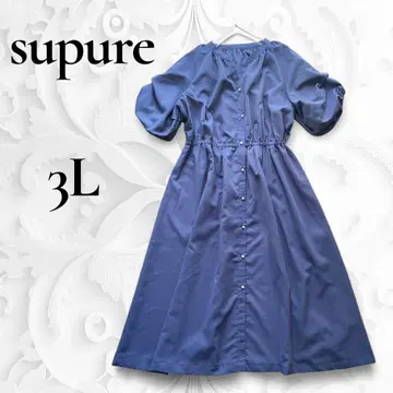 [빅 사이즈] supure 프론트 버튼 소매 롱 기장 원피스 3L