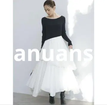 새상품급 anuans 불규칙 헴 도킹 니트 원피스