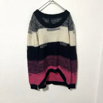 desigual 데시구알 남성용 보더 니트 핑크 블랙 아이보리