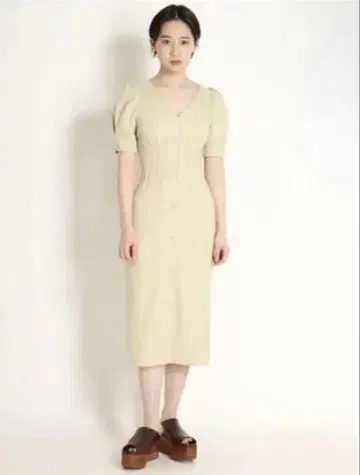 SNIDEL 린넨 라이크 패턴 타이트 원피스