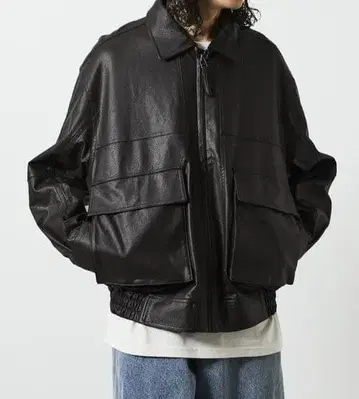FREAK'S STORE 인조 가죽 블루종 블랙 L 사이즈