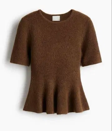 h&m 페플럼 반팔 니트 브라운