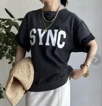 SYNC 다크 그레이 T 스웨트 셔츠 여성용
