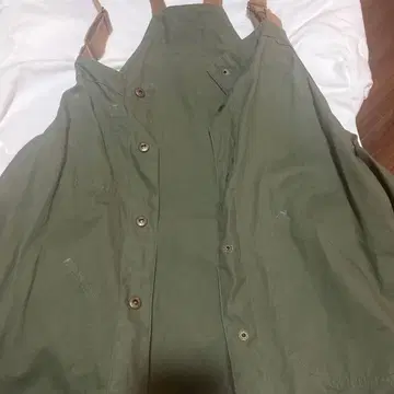올리브색 코튼 혼방 오버롤
