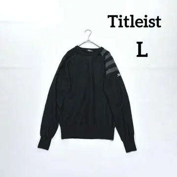 타이틀리스트 L 긴팔 니트 스웨터 울 혼방 블랙 크루넥