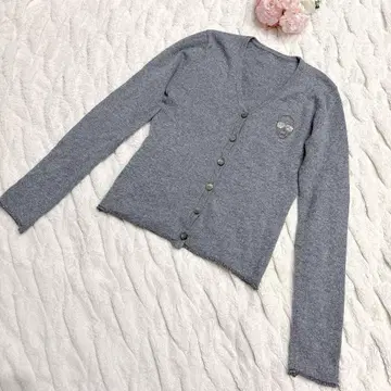 캐시미어 100% 루시앙페라피네 그레이 스컬 자수 가디건 S