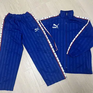 PUMA 상하의 세트 스트라이프 저지 파랑