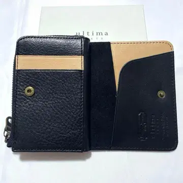 새상품 울티마 도쿄 남성용 일본제 천연 가죽 지갑 컴팩트 블랙