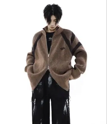 y2k 하이넥 집업 니트 가디건