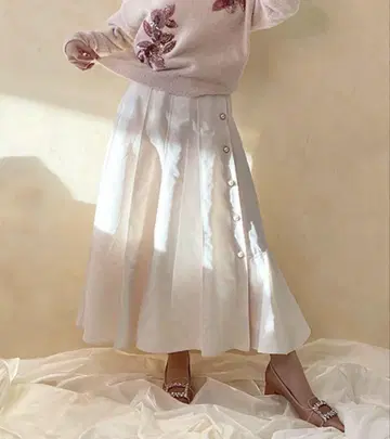 eimy istoire 펄 버튼 비대칭 플레어 스커트