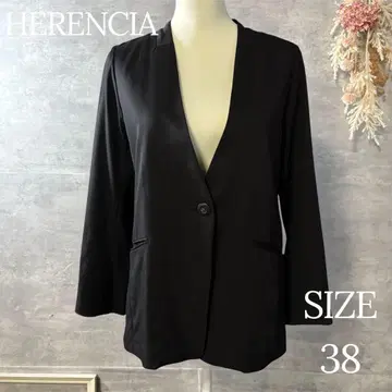 HERENCIA 노카라 자켓 롱 기장 블랙 포멀 38