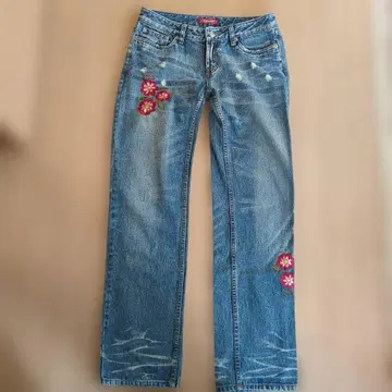 jassie 꽃무늬 자수 스트레이트 데님