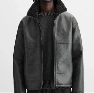 미사용 L 사이즈 블랙 ZARA 더블 페이스 가죽 자켓 남성용