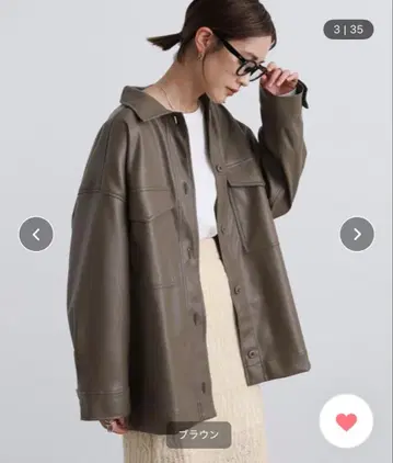 인조 가죽 미들 셔츠 자켓