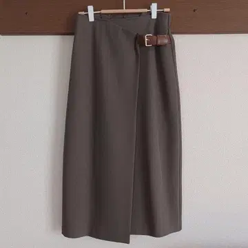 미사용 새상품 브라운 랩풍 롱 스커트 밴딩