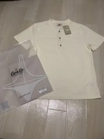Karaku 터콰이즈 버튼 헨리넥 T셔츠