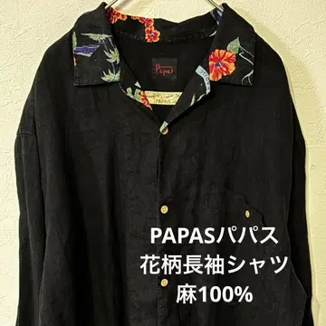 PAPAS 꽃무늬 긴팔 셔츠 린넨 100% 사용