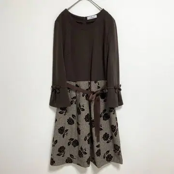 갤러리 비스콘티 2 원피스 장미 리본 브라운