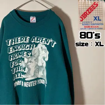 80s JERZEES 저지 맨투맨 USA제 고양이 애니멀 XL