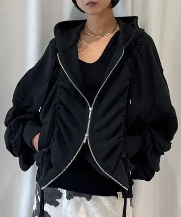 Ameri VOLUME GATHERED ZIP UP HOODIE