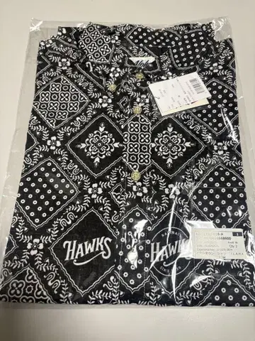 후쿠오카 소프트뱅크 호크스 버튼 다운 셔츠 블랙 반팔 유니폼