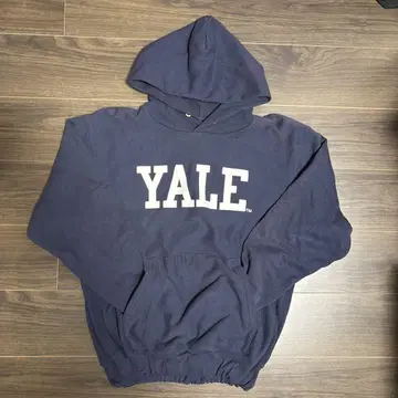 Yale 네이비 후드티 후드 부착