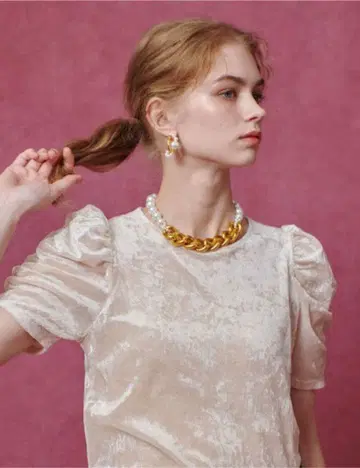 LOULOU WILLOUGHBY 벨로아 반팔 풀오버