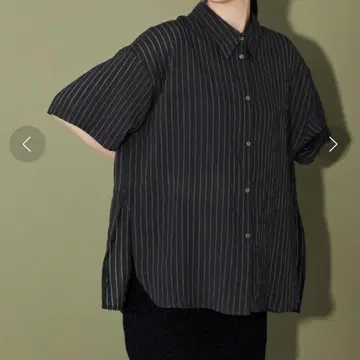 CITEN 시어 스트라이프 릴랙스 셔츠 블랙