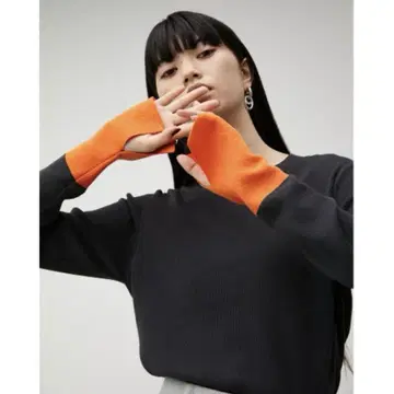 새상품급 AZUL BY MOUSSY / 컬러 커프스 블록 니트탑