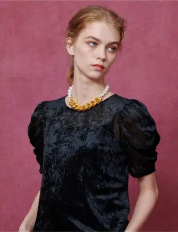 LOULOU WILLOUGHBY 벨로아 반팔 풀오버