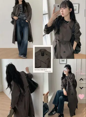HOTPING 트렌치코트 카키 브라운 2XL 3XL