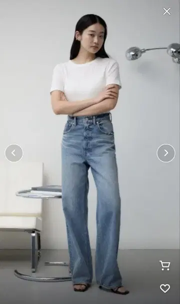 [ 새상품급 ] AZUL by moussy 하이웨스트 와이드 데님 M