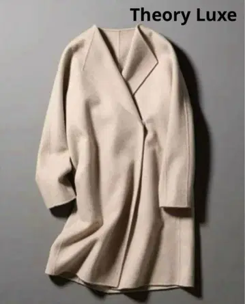 띠어리 럭스 캐시미어 혼방 더블 페이스 노카라 코트