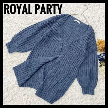 ROYAL PARTY 로얄 파티 니트 가디건 탁한 블루 롱 기장