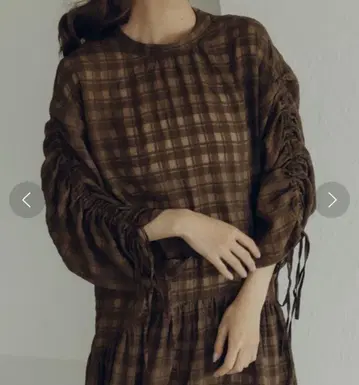 체크 시어 티어드 원피스