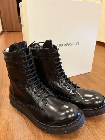 미사용 새상품 자택 보관 ARMANI 엠포리오 아르마니 가죽 부츠 블랙