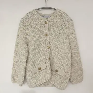 ZARA 가디건 화이트 골드 버튼
