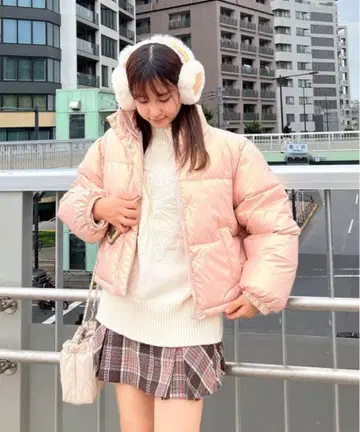 아즈노아즈 다운 자켓 핑크 오로라