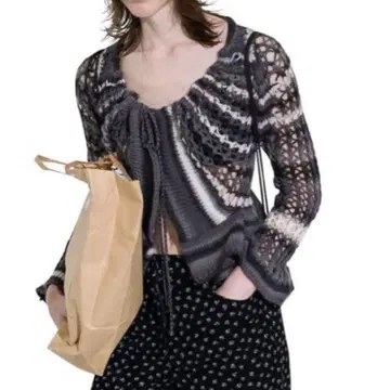 PERVERZE Face Hand Knit Cardigan / Gray