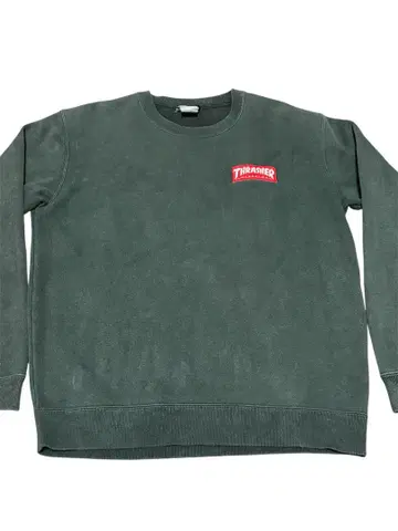 THRASHER 로고 자수 블랙 맨투맨 M