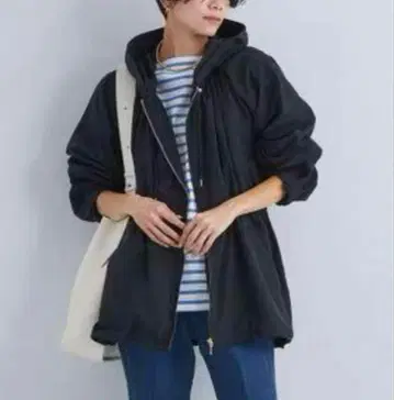 최종 할인 그린 라벨 발수 개더 후드 블루종 자켓 네이비