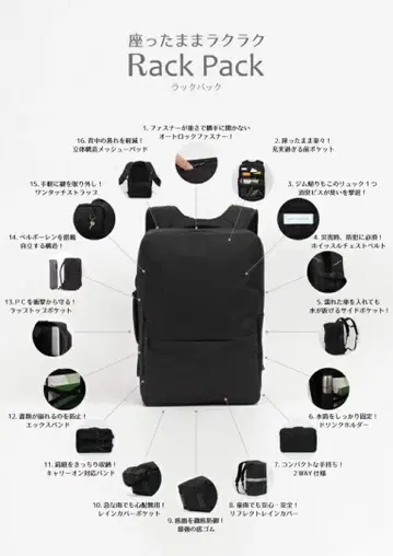 [ 새상품급 ] RackPack 랙팩 통학 백팩 비즈니스 백 다기능