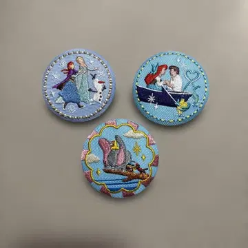 디즈니 자수 캔뱃지 아리엘 덤보 안나 겨울왕국