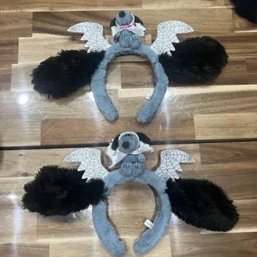 2개 세트 스누피 귀 달린 머리띠 그레이 블랙