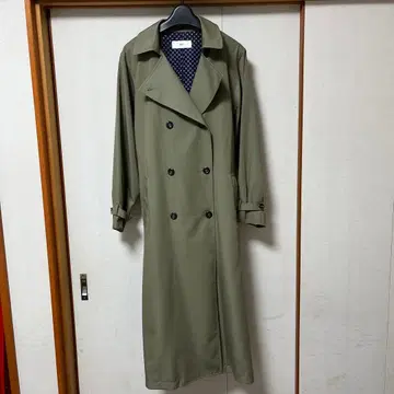 SLY 더블 브레스트 롱 트렌치코트 올리브