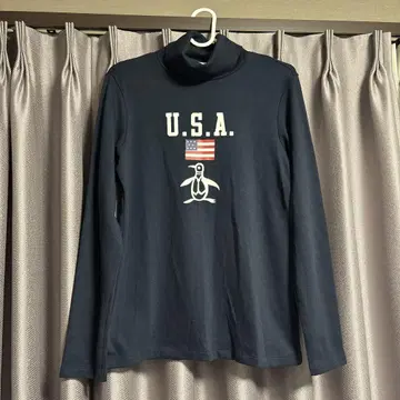 최종 가격 인하 U.S.A. 펭귄 프린트 터틀넥 셔츠