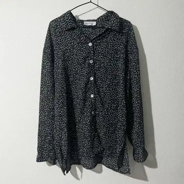 레오파드 오픈 카라 셔츠 긴팔
