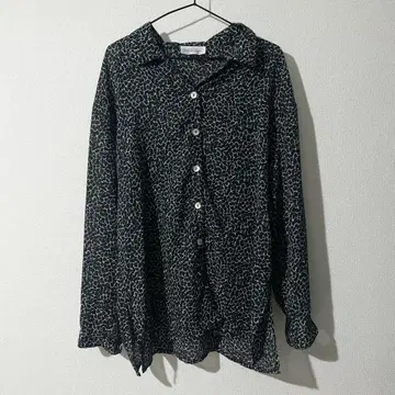 레오파드 오픈 카라 셔츠 긴팔