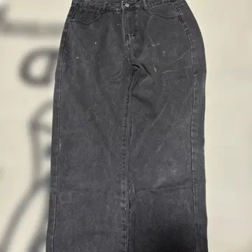 스노우 타임 블랙 와이드 데님 페인트 팬츠